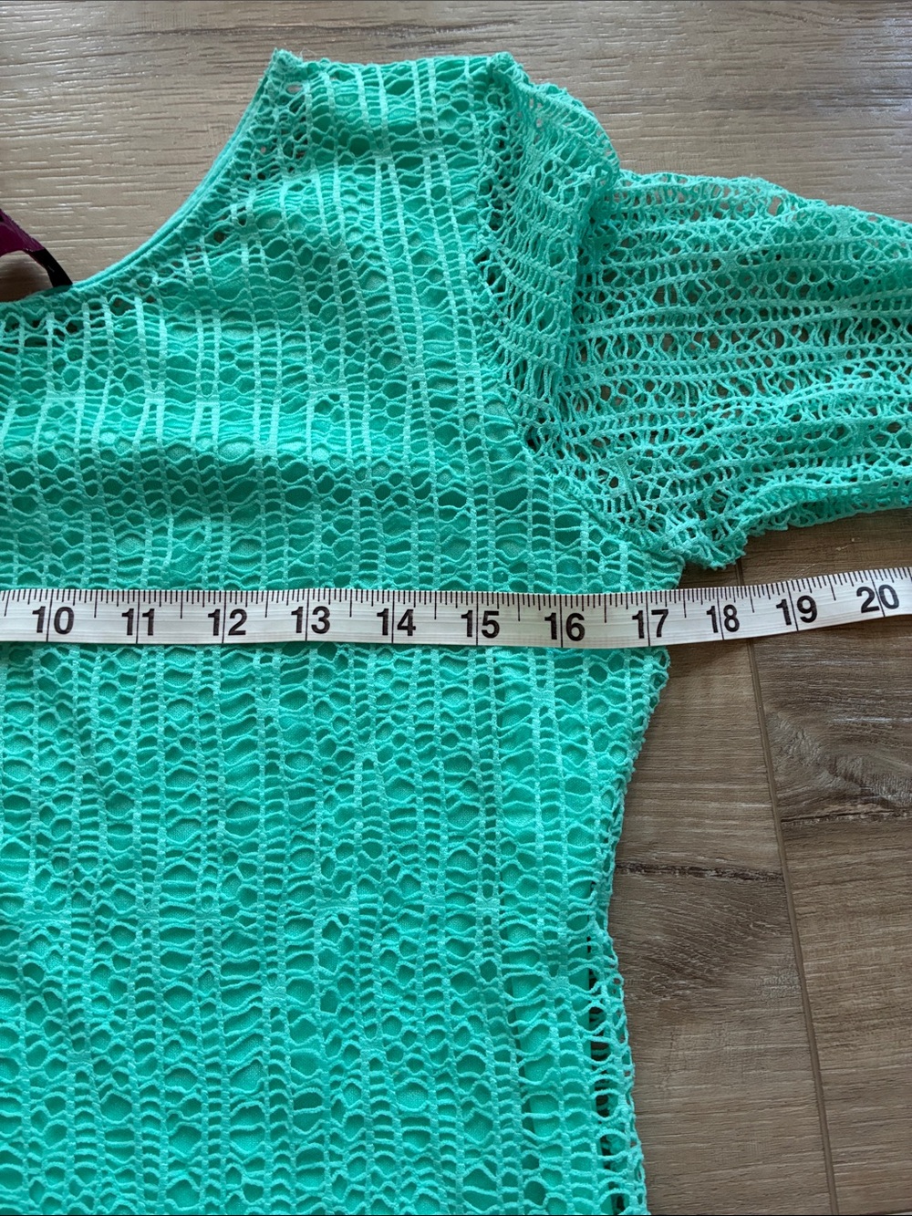 Peck & Peck Mint Green Crochet Scoop-Neck Top Size S - Picture 7 of 8
